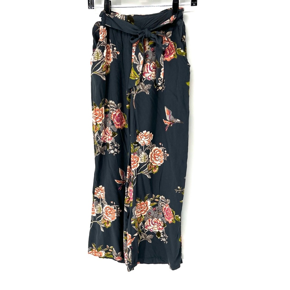 Angie Floral Wide Leg cropped Pants women’s medium